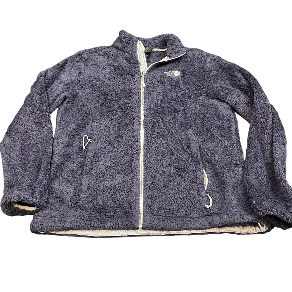 The North Face Osito Fleece Jacket Womens L Purple Full Zip High Pile Soft